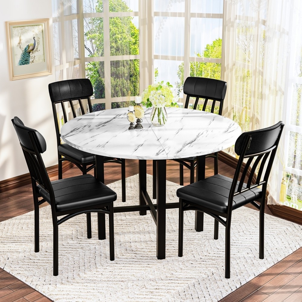 5-Piece Kitchen Table Chairs Set, Dining Table Set for 4, Rounded Dining  Room Table set with Four Chairs - On Sale - Bed Bath \u0026 Beyond - 42335839, image size:1000x1000
