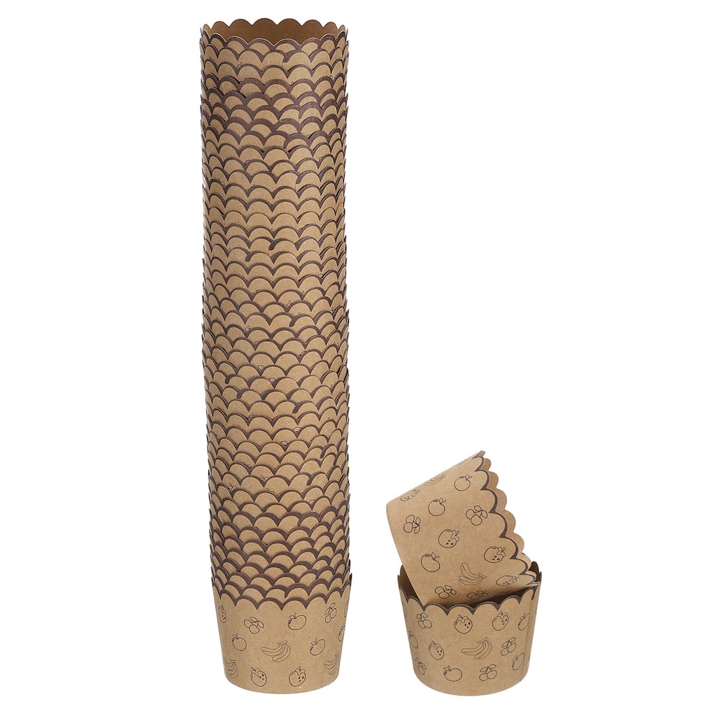 50Pcs Paper Baking Cups Brown Kraft Paper Muffins Liner Cupcake Fruit