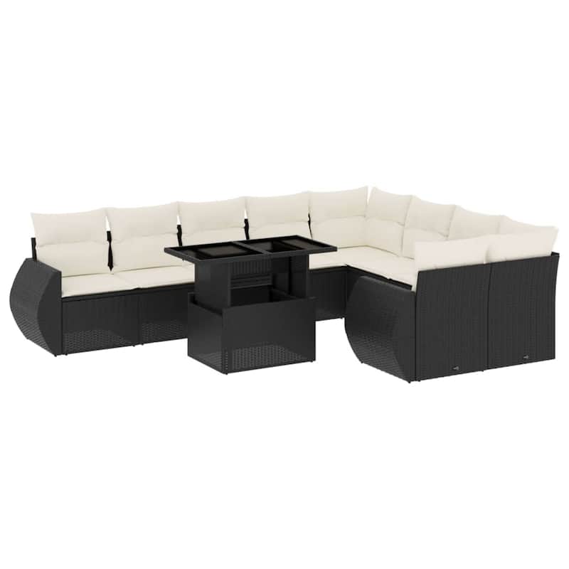 vidaXL Patio Sofa Set with Cushions Outdoor Furniture 10 Piece Poly Rattan