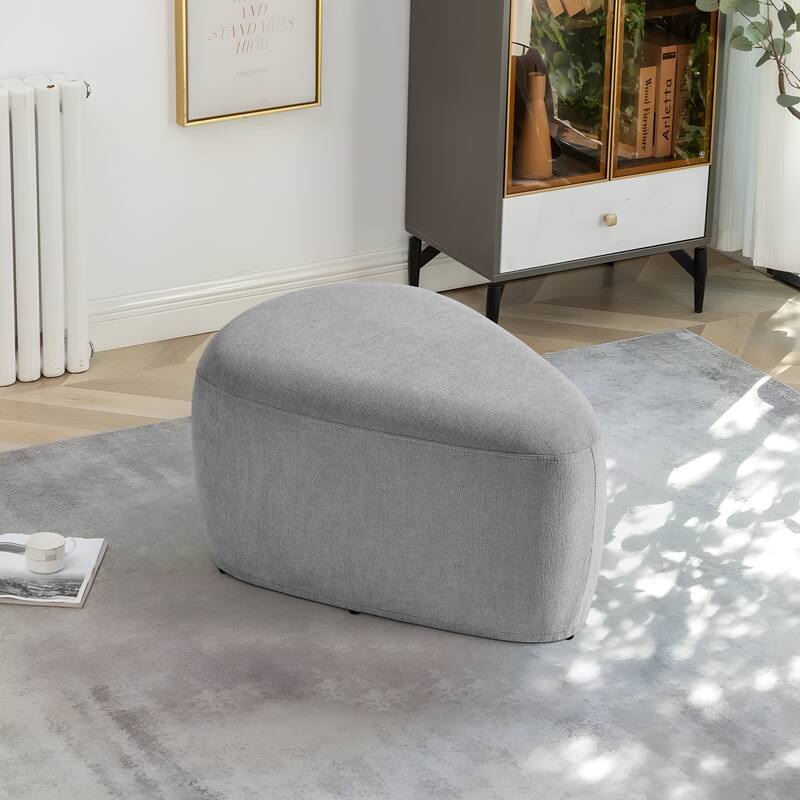 Modern Triangular Upholstered Accent Ottoman - Small - Light Grey/S