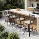 preview thumbnail 10 of 18, Outdoor Cast Aluminum Sunbrella Swivel Bar Stools Patio Bar Height Barstools with Back