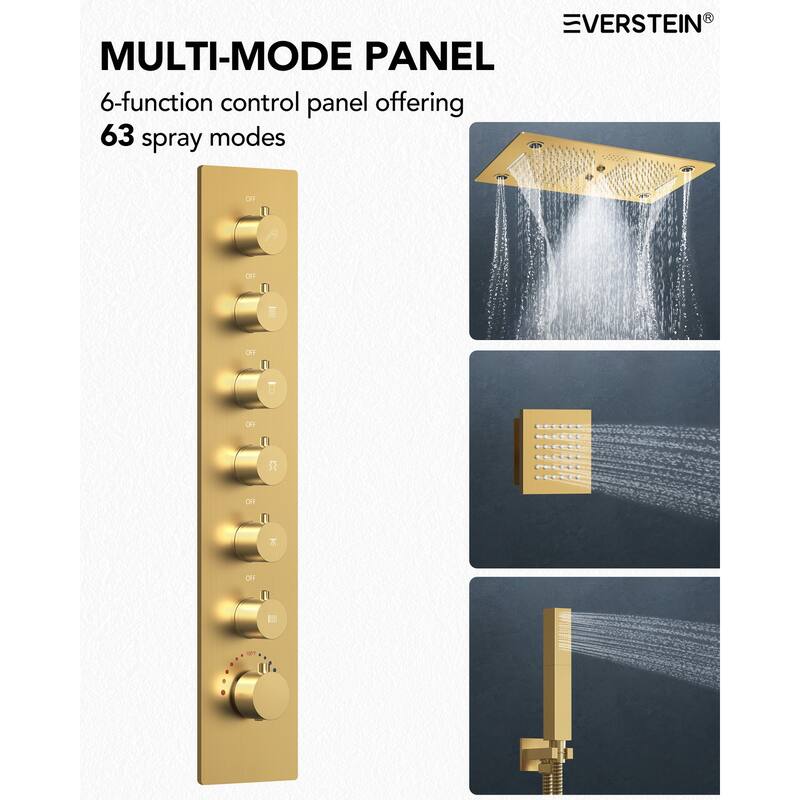 Shower Faucet System 28"*16" Ceiling Mount Shower Head with 4 Spray Mode Body Jets Handheld Spray LUXURY LED