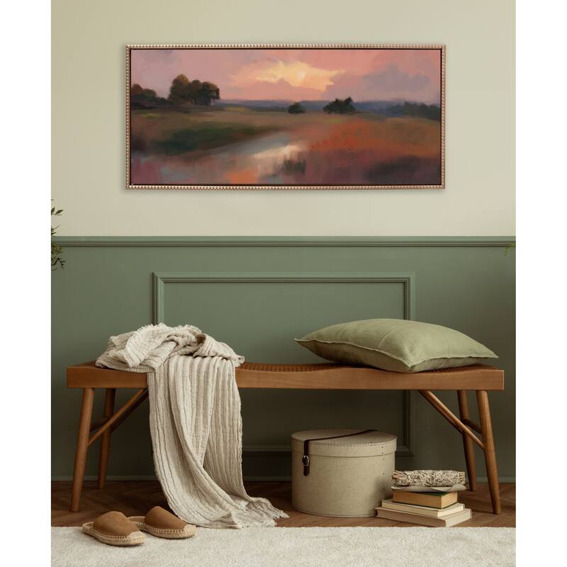 Sylvie Beaded Foothills in the Evening Framed Canvas by Mary Sparrow