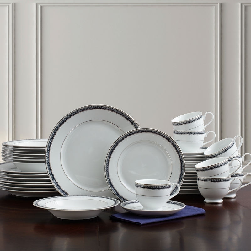 Mikasa Platinum Crown Cobalt 40-Piece Dinnerware Set, Service for