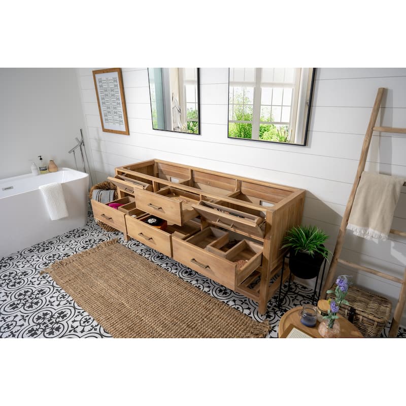 Willow Collections 72 in. W x 22 in. D Parker Solid Teak Double Sink Bathroom Vanity with Countertop