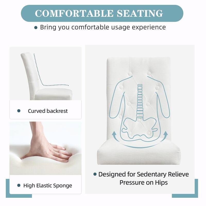 Luxury Chenille Dining Chairs - Ergonomic Design, Set of 2