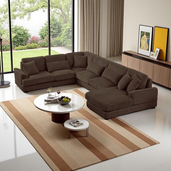 Harper&Bright Designs Oversized Corduroy Sectional Sofa with a