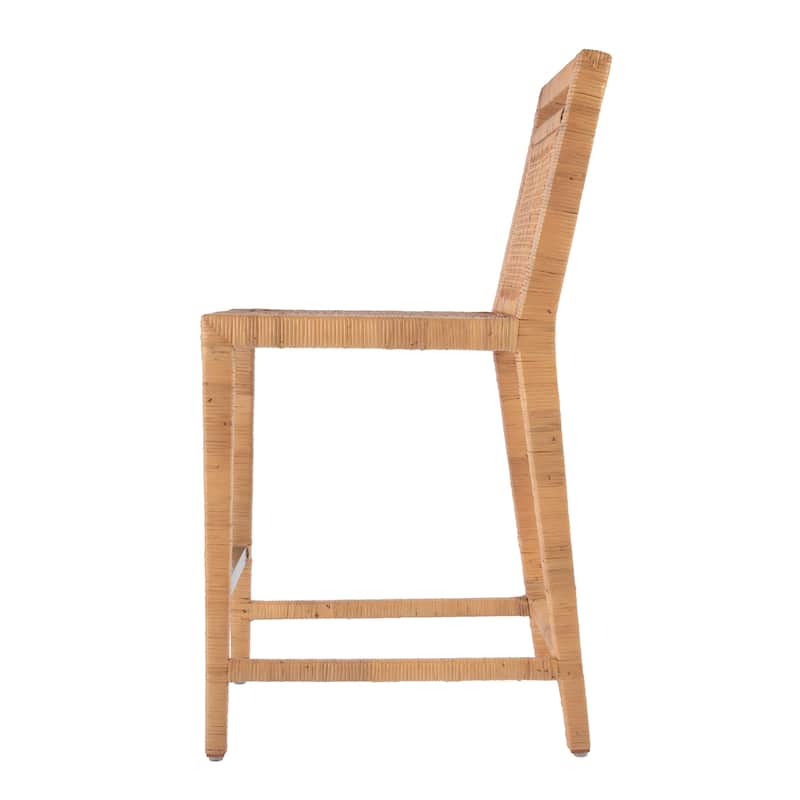 Brielle 24 in. Seat Height Rattan Woven Counter Stool with Back