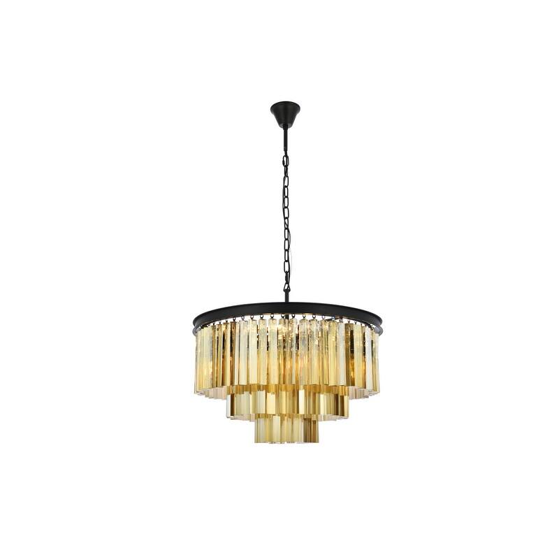 Royce Edge 9-Light Matte Black Chandelier - matte black (royal cut golden teak crystals)