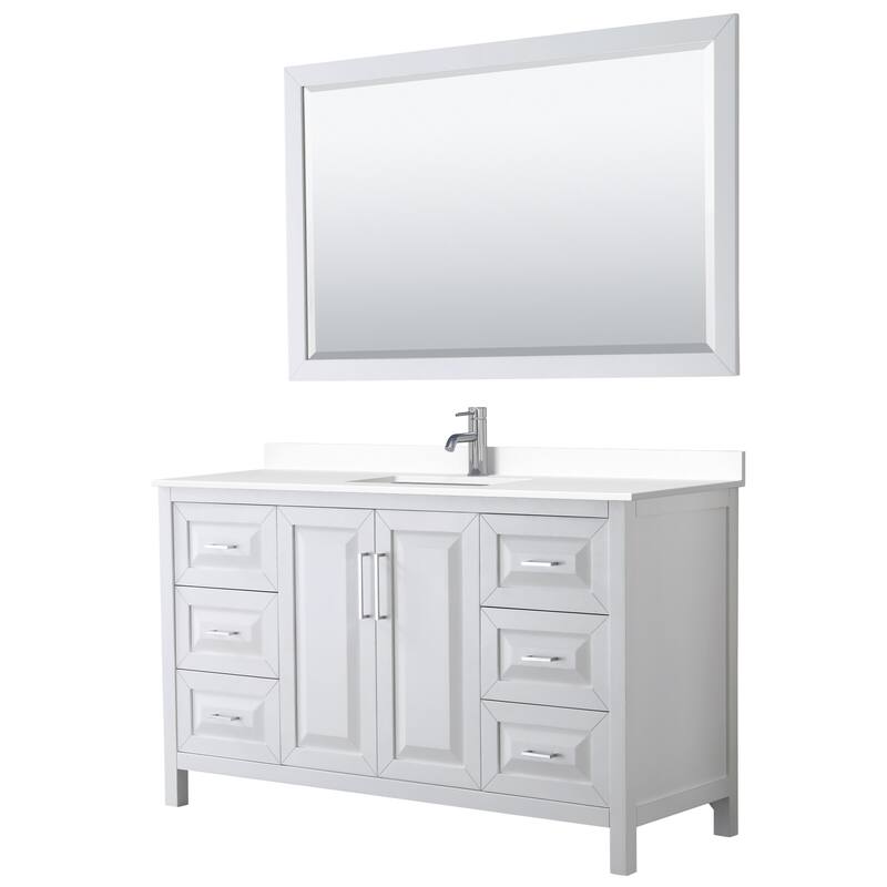 Wyndham Collection Daria 60" Free Standing Single Basin Vanity Set - White / White Cultured Marble Top / Polished