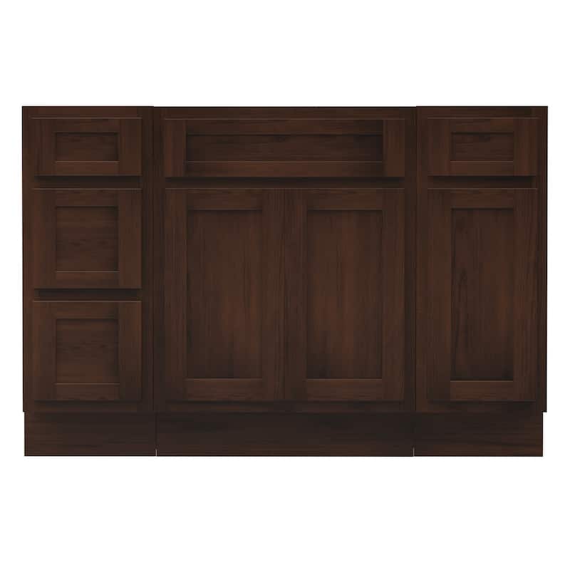 Vanity Art 48" Oak Freestanding Bathroom Vanity Cabinet without Top - Brown