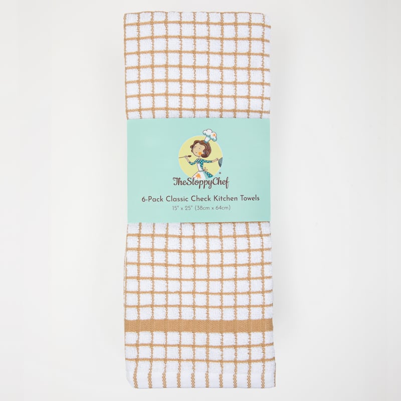 The Sloppy Chef Classic Checkered 6-Piece Kitchen Towels - 15x25