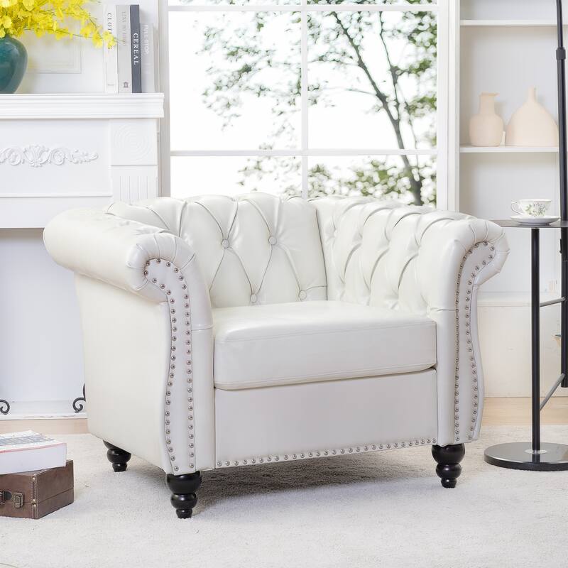HCHAIRH Tufted Rolled Arm Seater Sofa Chair For Living Room
