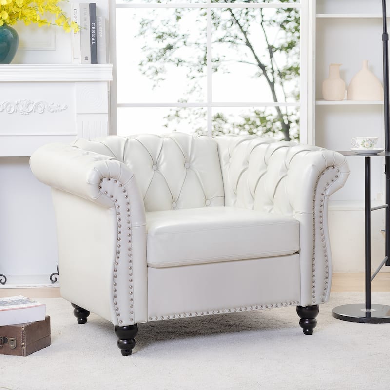 Modern PU Leather Arm Chairs Living Room Accent Chairs