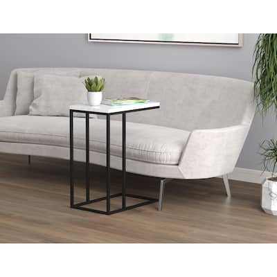 Accent Table 19L C-Shaped Marble Black Metal - 18'9' x 11'8' x 24'