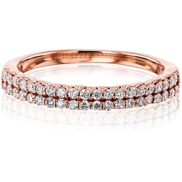 Annello by Kobelli 14k Rose Gold Double Row Lab Grown Diamond Stackable Ring (GH/SI) - 10 - Rose