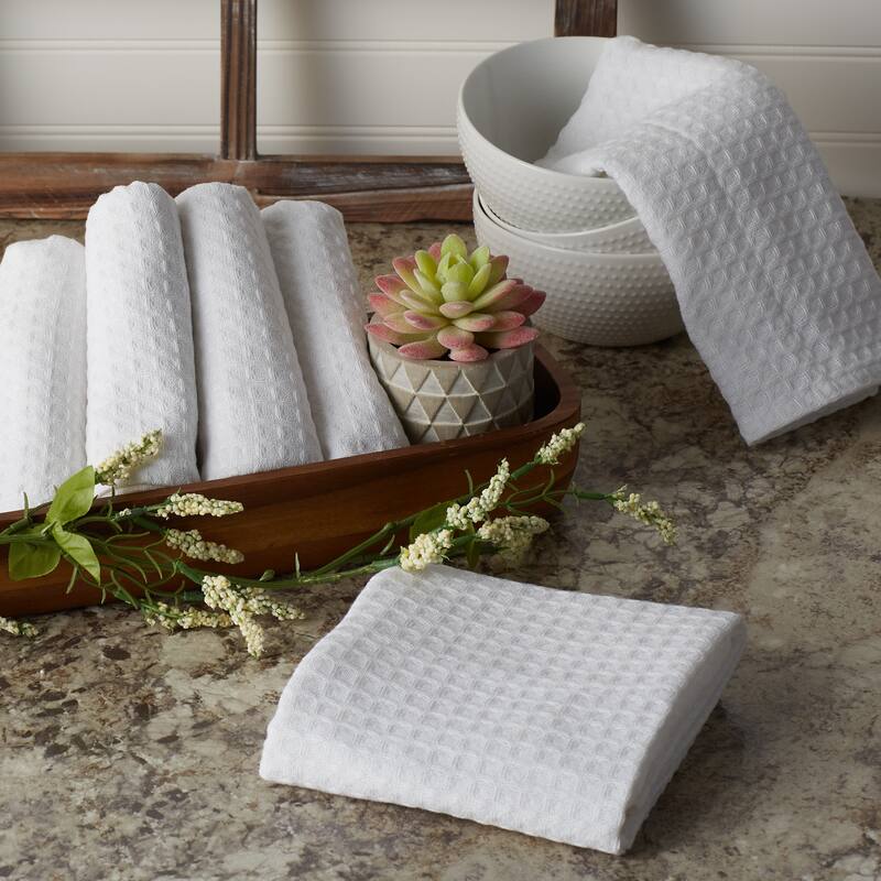 DII Black Recycled Cotton Waffle Dishtowel (Set of 6)