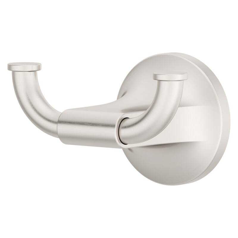 Pfister BRH-PFM0 Pfirst Modern Double Robe Hook Rack with 2 Hooks - Brushed Nickel