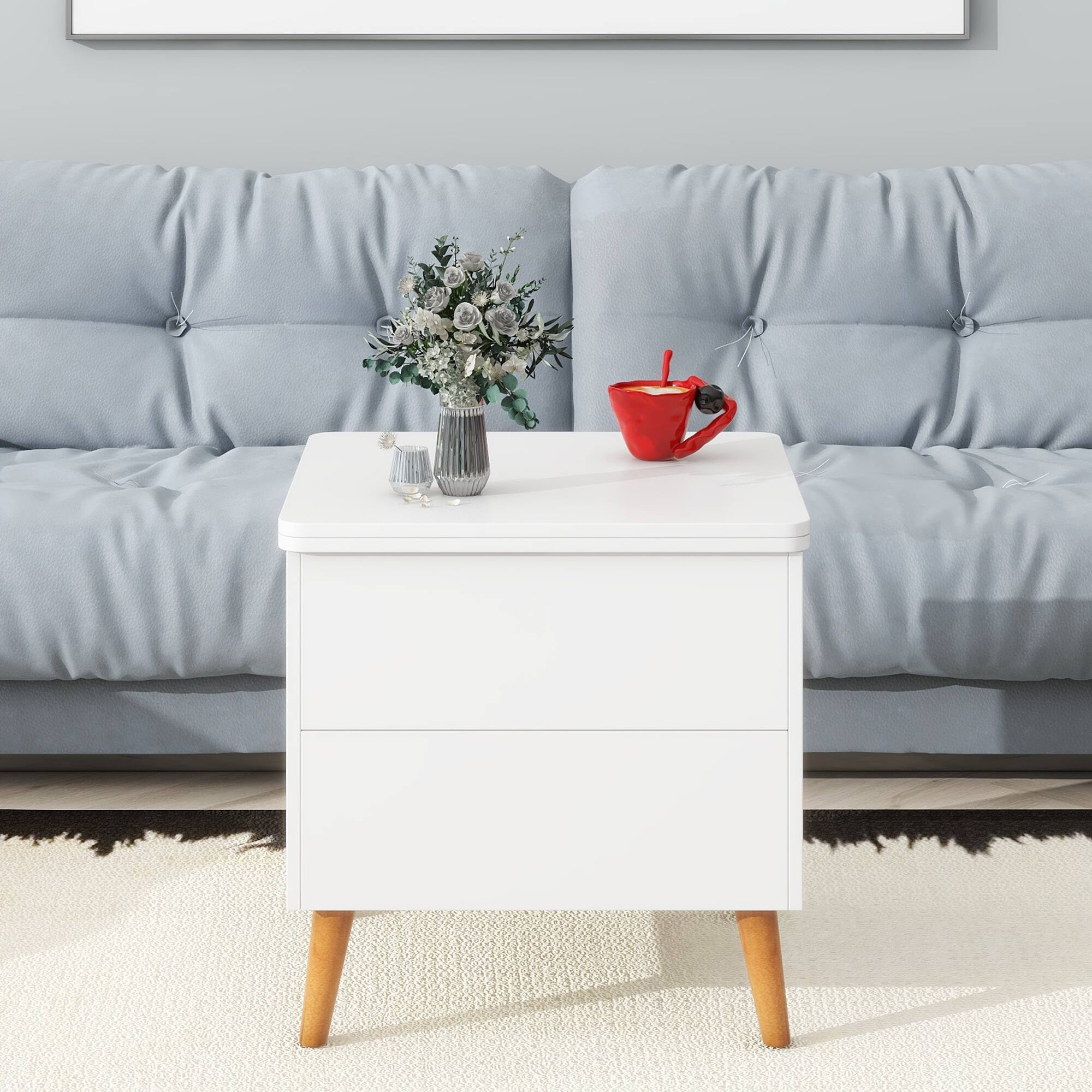 Modern Multifunctional Coffee Table Extendable with Storage & Lift Top
