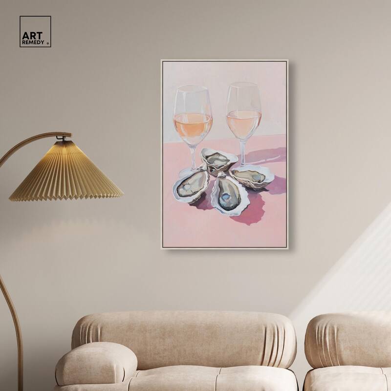 Oysters and Rose Wine Canvas by Art Remedy