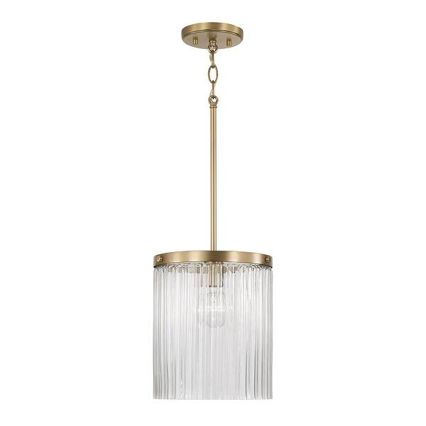 slide 2 of 6, 10" W x 16" H 1-Light Pendant with Clear Beveled Fluted Glass - 10"W x 11.25"H