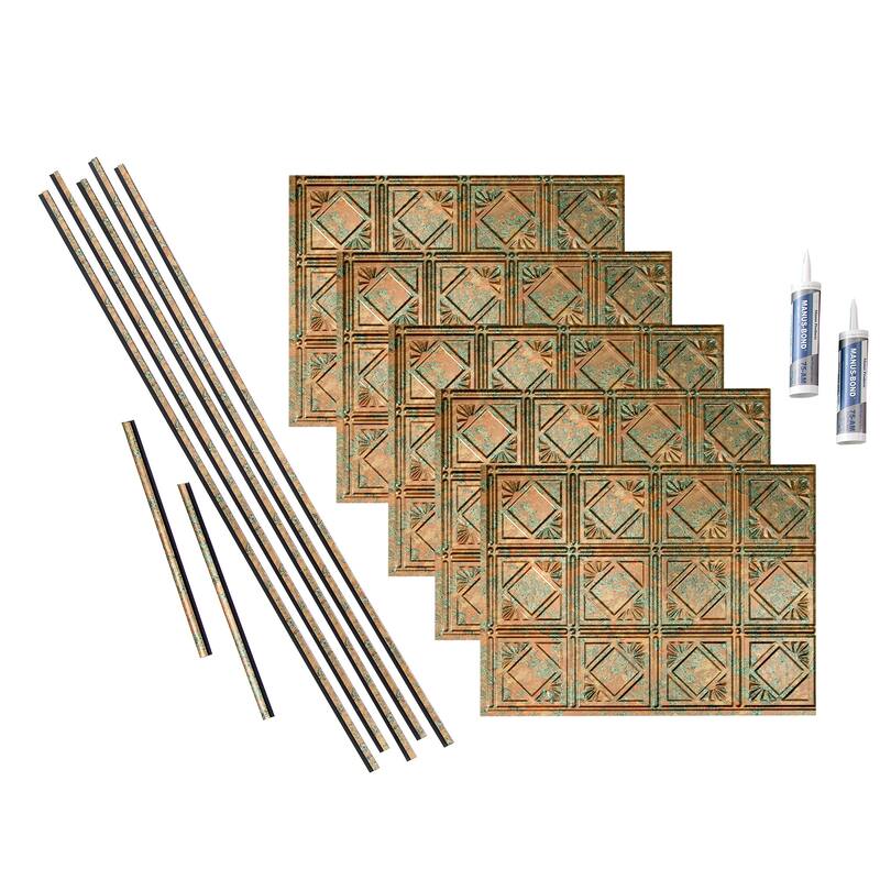 FASÄDE Traditional Style 4 Decorative Vinyl Backsplash Panel - 15 Sq Ft Kit - Copper Fantasy