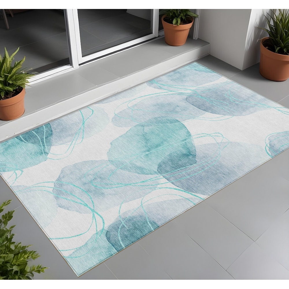 Fara Modern Art-Inspired Weather Resistant Sleek Contemporary Outdoor Rug