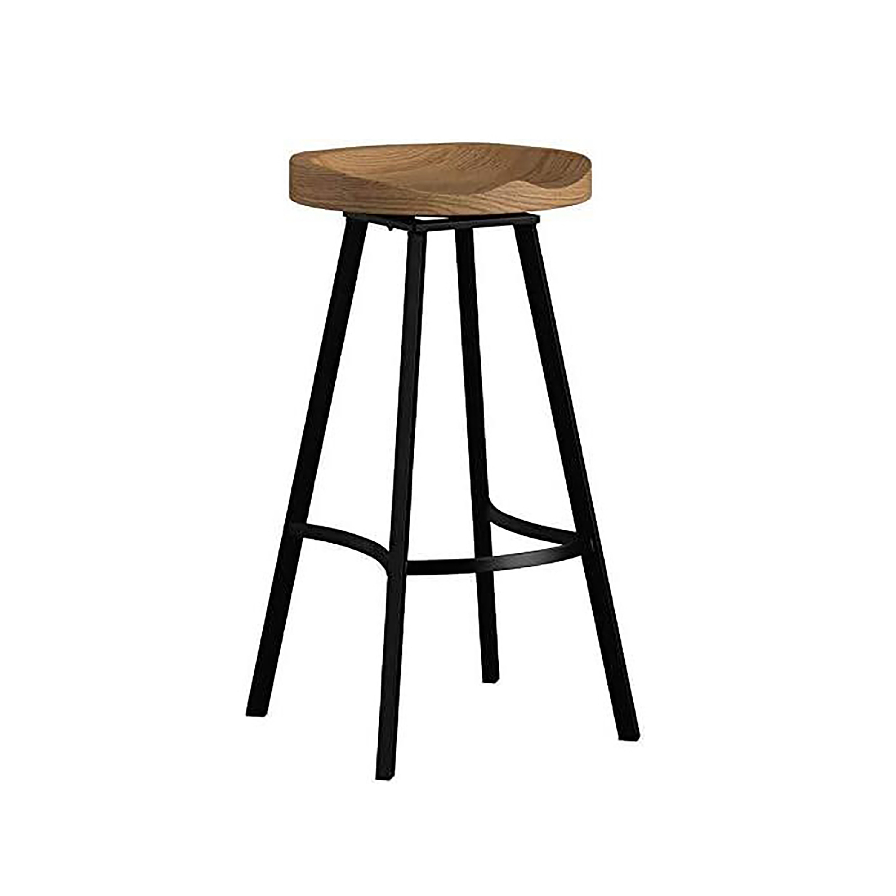 Roomfitters Swivel Bar Stool Set of 2, Pine Wood Seat Barstools with Metal Legs, Modern Counter Seating, Natural+Black