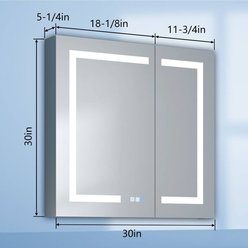 ExBrite LED Lighted Bathroom Medicine Cabinet with Mirror,Recessed or Surface Mount, Defog