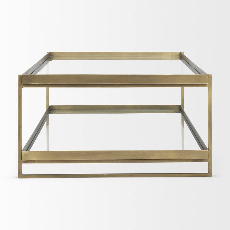 Trey Gold Iron w/ Glass Rectangular Coffee Table - 56"L x 32"W x 17"H
