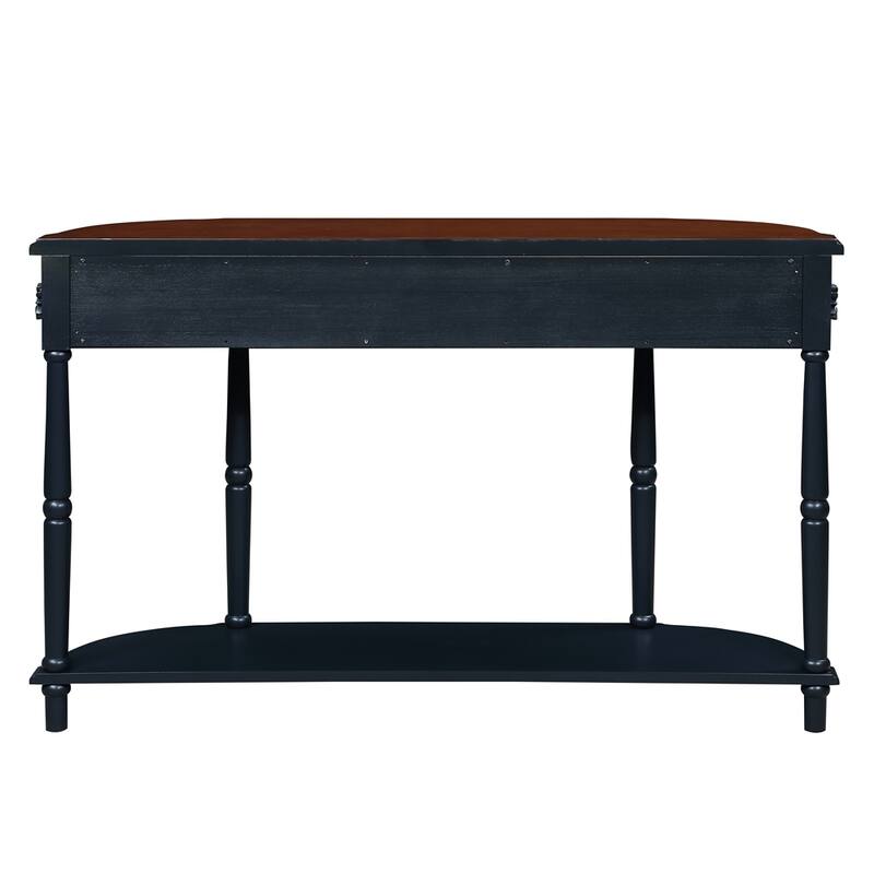 Living Room Hallway Retro Curved Wood Console Table Sofa Table with Shelf and 2 Drawers