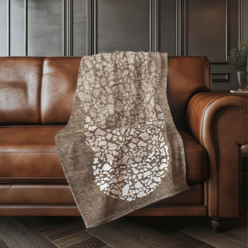 Premium Machine Washable Modern Mosaic Sherpa Throw Blanket - Chocolate - 4'2" x 5'10"