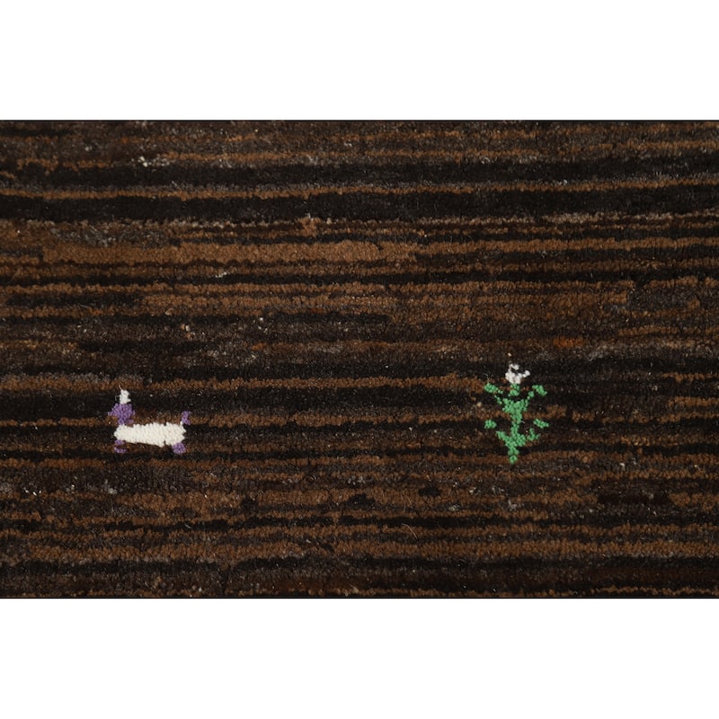 Hand Knotted Oriental 100% Wool Carpet Tribal Tribal Brown Gabbeh Area Rug - 7' 6'' X 5' 5''