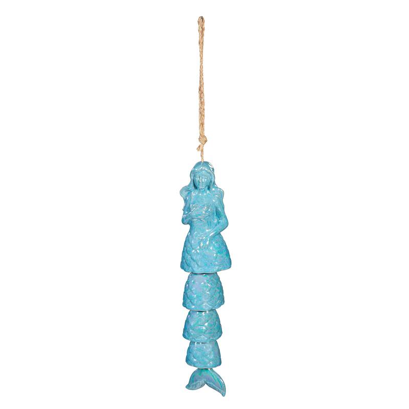 12" Iridescent Ceramic Mermaid Garden Bell