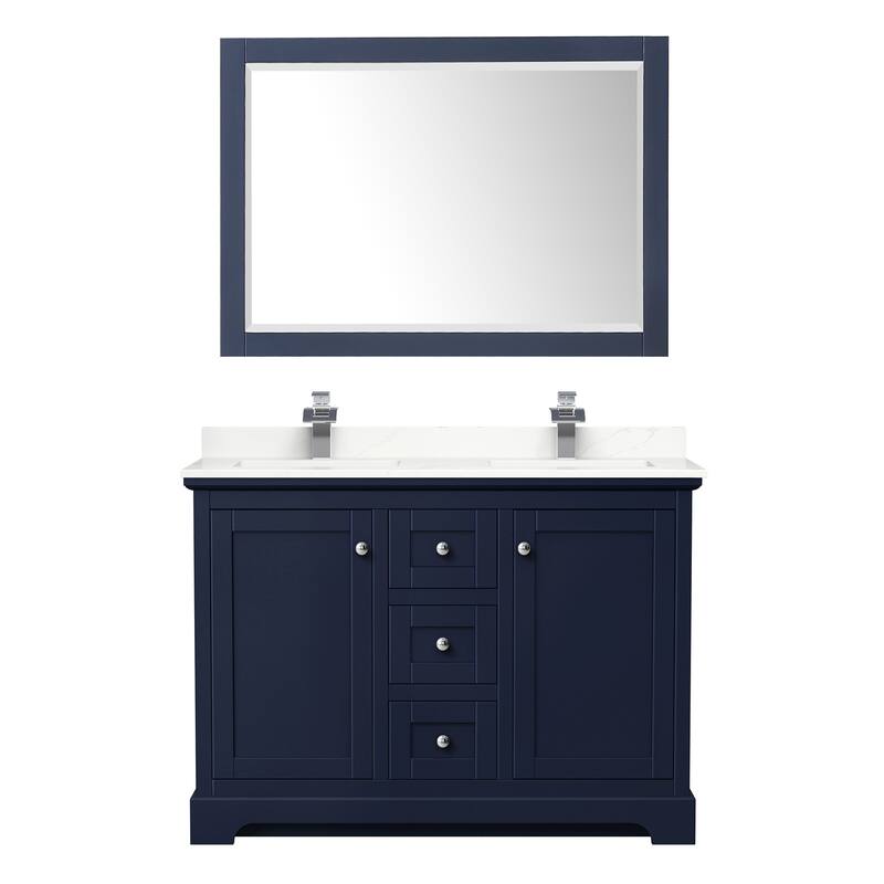 Avery 48-inch Double Vanity, Quartz Top, 46-inch Mirror