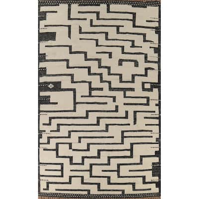 Geometric Moroccan Large Area Rug Handmade Wool Carpet - 9'9"x 14'10"