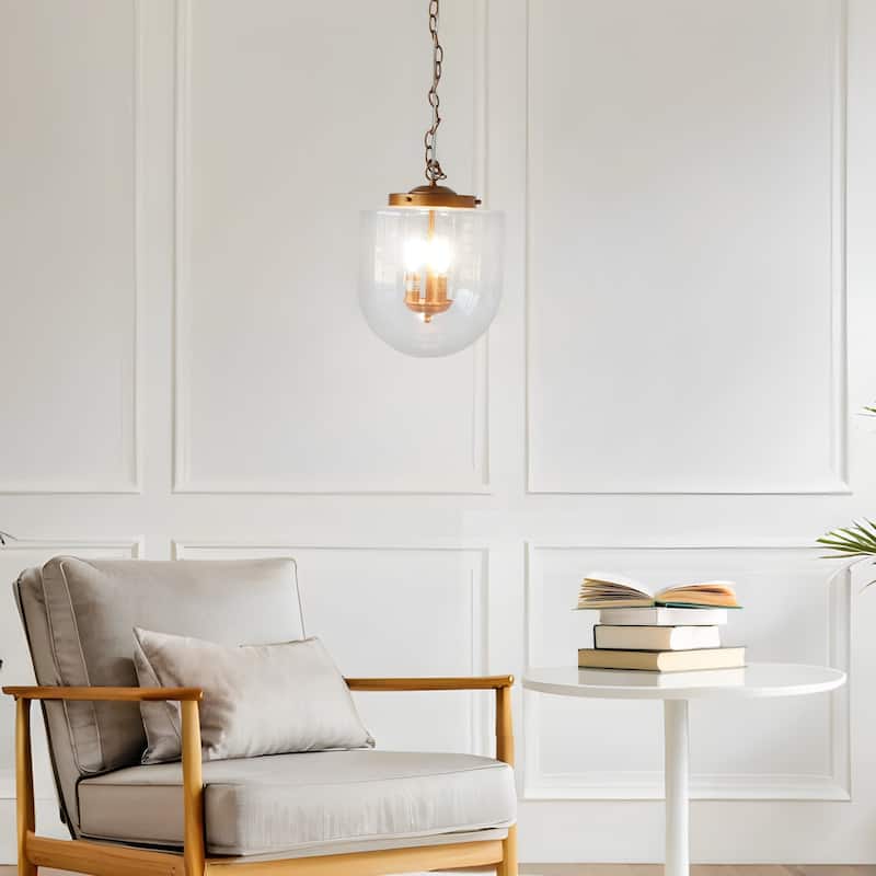 Pendant Lamp - Coarse Gold and Clear Glass - Transparent