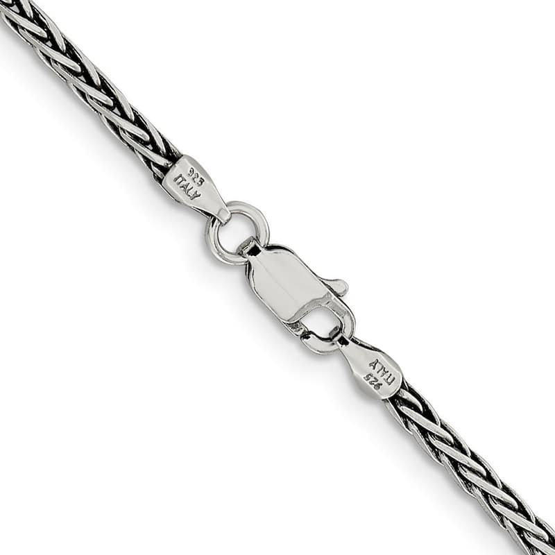 Curata 925 Sterling Silver Solid 2.2mm Square Spiga Chain Necklace