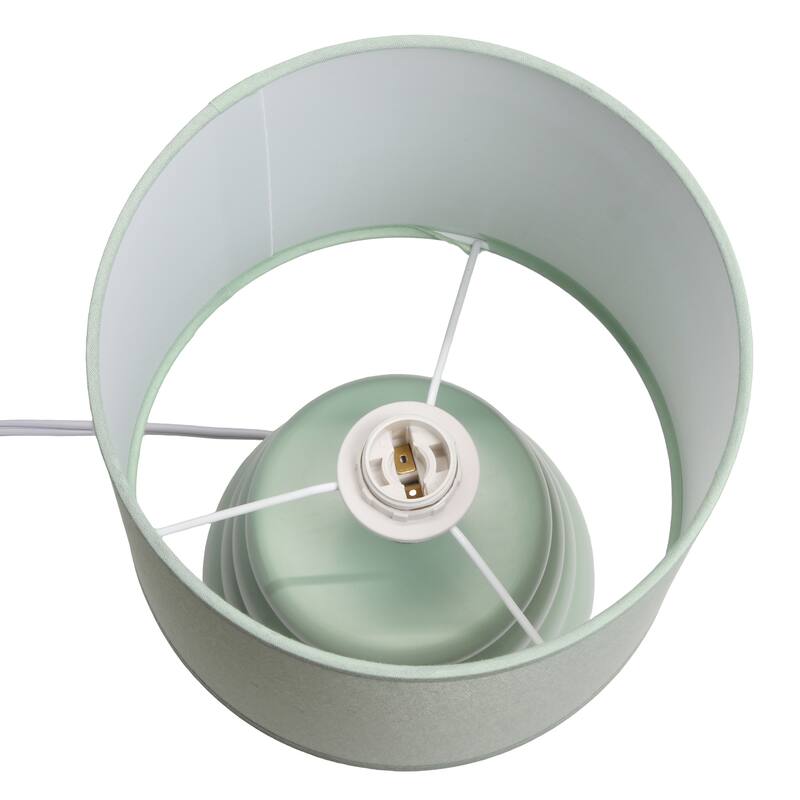 Ribbed Ceramic Table Lamp with Drum Shade - 12.75" - Green