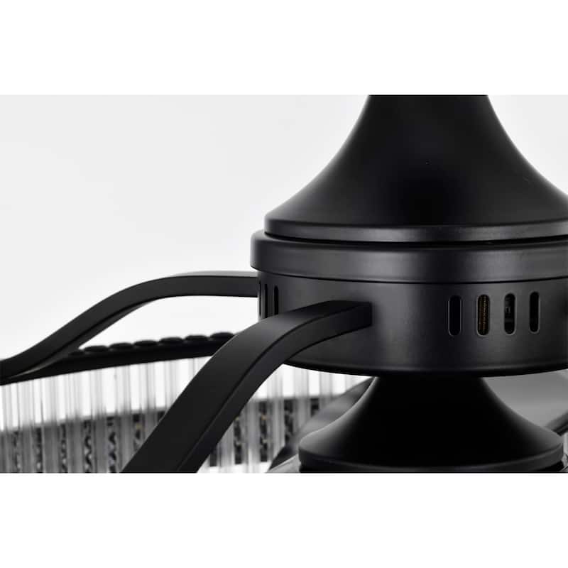 Daciana 28 Inch Matte Black Finished Glam LED Ceiling Fandelier with Remote - N/A