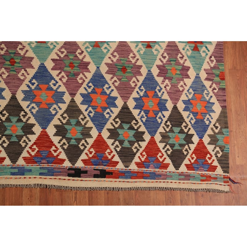 South Western Style Kilim Large Rug Flatweave Wool Carpet - 10'4"x 16'0"