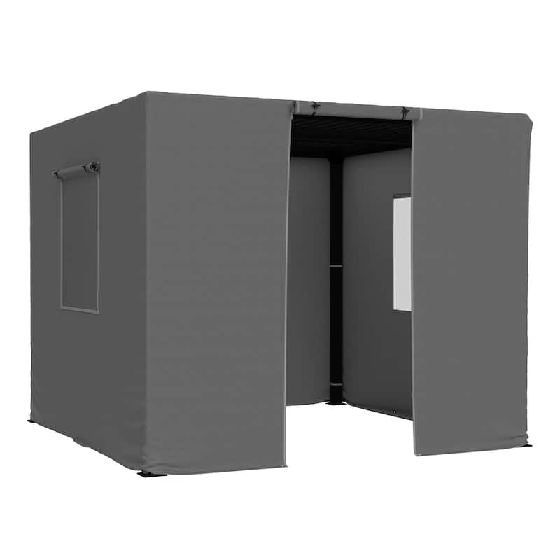 EROMMY Waterproof Pergola Winter Cover with Sidewalls, Mesh Windows and Roll-Up Door, All-Season Weather Enclosure