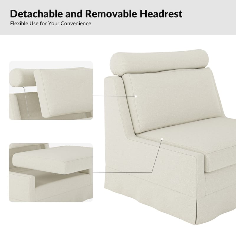Anne 45" W Modern Slipcovered Chair with Ottoman by HULALA HOME