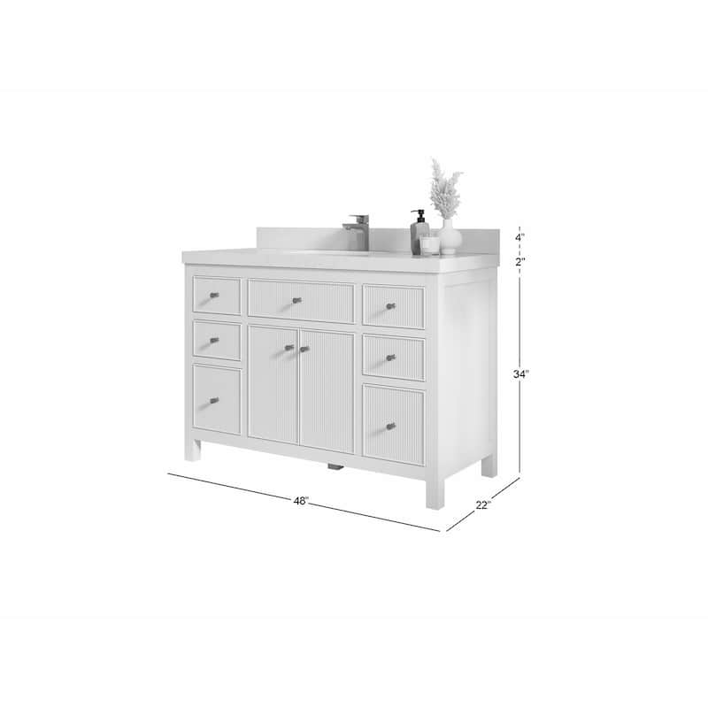Willow Collections 48 in W x 22 in D Sonoma Free Standing Reeded Single Sink Bathroom Vanity with Countertop