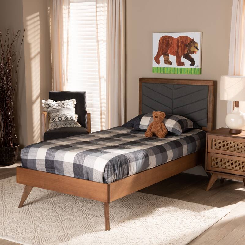 Roze Mid-Century Modern Wood Platform Bed in Twin Size