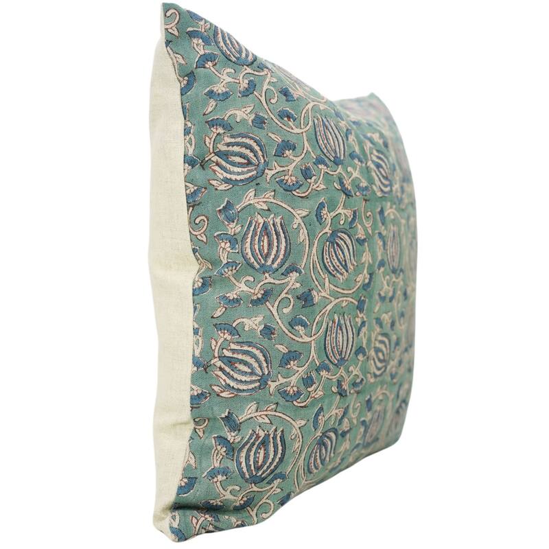 Fabdivine Bed Room Decorative Hand Block Floral Print Cushion Cover