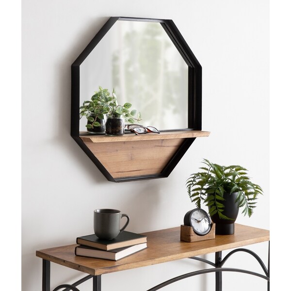 Kate and Laurel Owing Octagon Wall Shelf Mirror