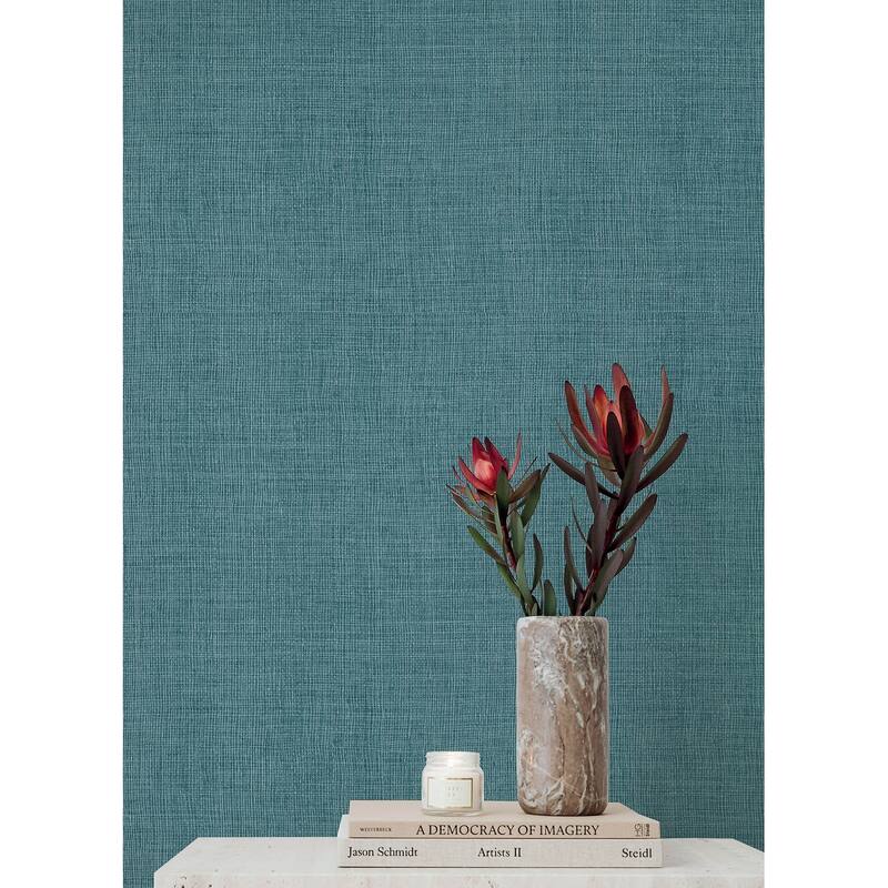 A-Street Prints Alba Turquoise Open Weave Wallpaper