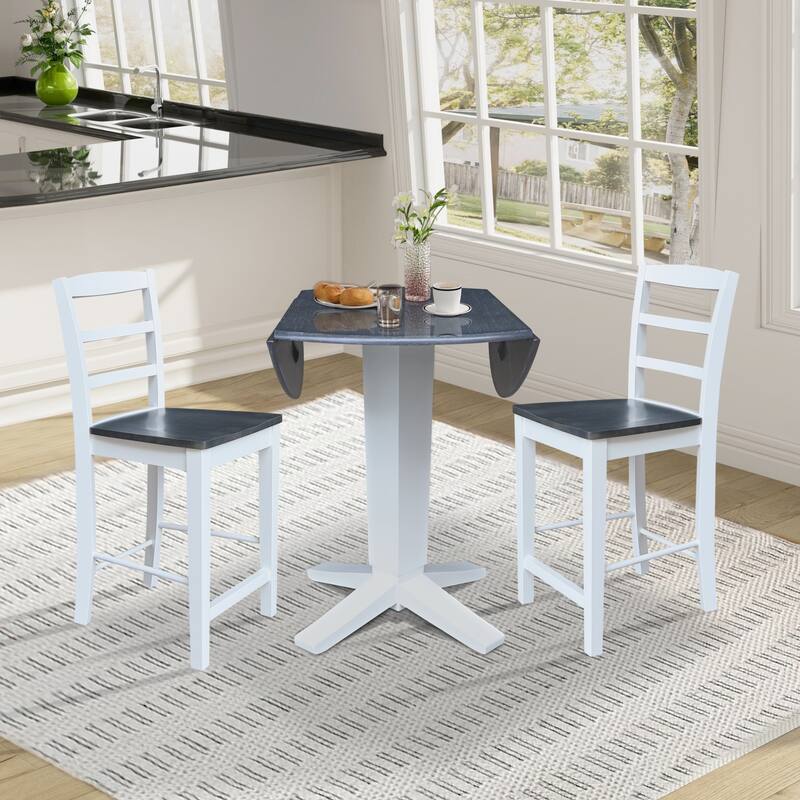 42" Round Drop Leaf Table with Stools