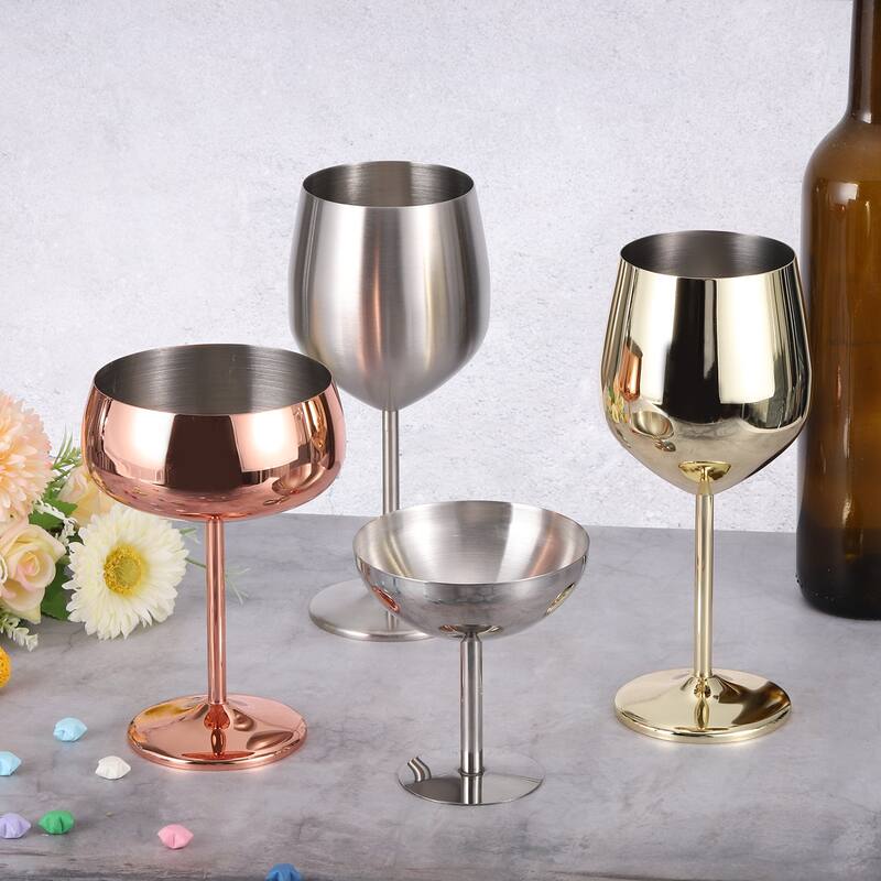 Stainless Steel Martini Cocktail Glasses, 1Pcs 450ml/16 OZ ，Silver - Silver